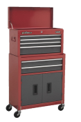 American PRO Topchest & Rollc ab Combination 6 Drawer - Red